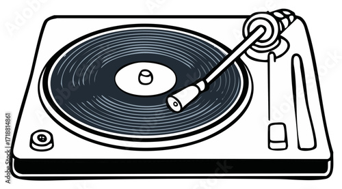 Retro Vinyl Record Player Illustration Nostalgic Music Entertainment