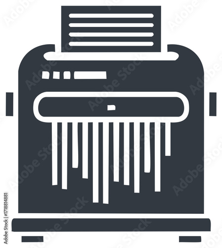 Modern shredder machine cutting paper into strips for security and disposal