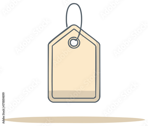 Plain Beige Tag with Loop and Outline