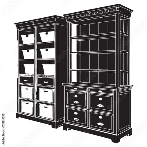 Black storage and organization Silhouette Vector, High Quality Illustration on White Background