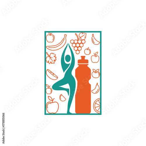 healthy  fit fruit drink with vitamins  nutrition nutrition healthy diet fruit health food icon people illustration