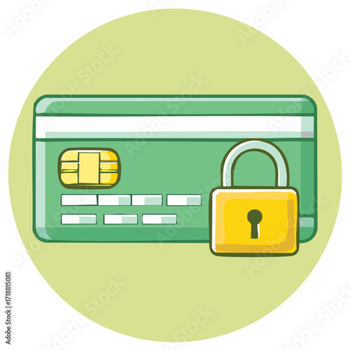 Secure Payment Illustration of a Credit Card and Padlock Vector