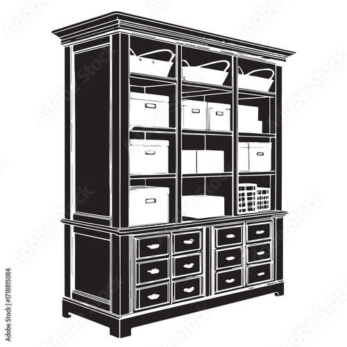 Black storage and organization Silhouette Vector, High Quality Illustration on White Background