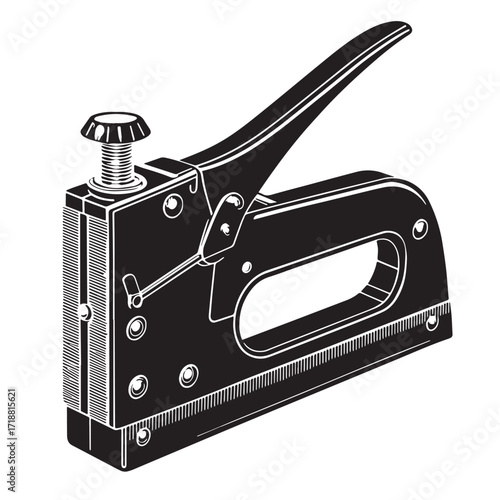 Black staple gun Silhouette Vector, High Quality Illustration on White Background