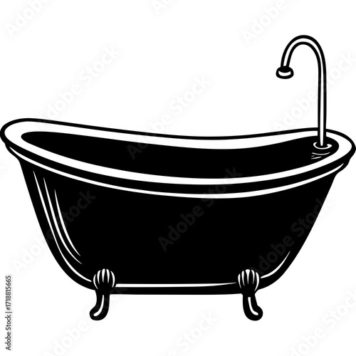 Bathtub Vector Illustration | Modern Bathroom Icon | Printable Graphic Design File