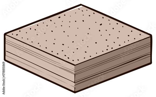 Isometric Brown Rice Cake Block Stacked Food Ingredient Illustration