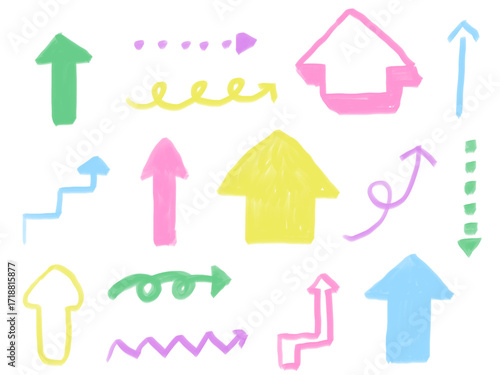 手描きあしらいセット　矢印　カラフル