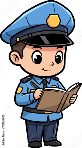 a junior police officers diligent daily duty, isolated on transparent background