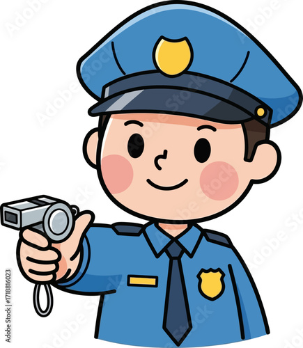 a junior police officers whistle a symbol of playful authority, isolated on transparent background