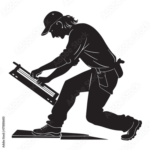 Black tile cutter Silhouette Vector, High Quality Illustration on White Background