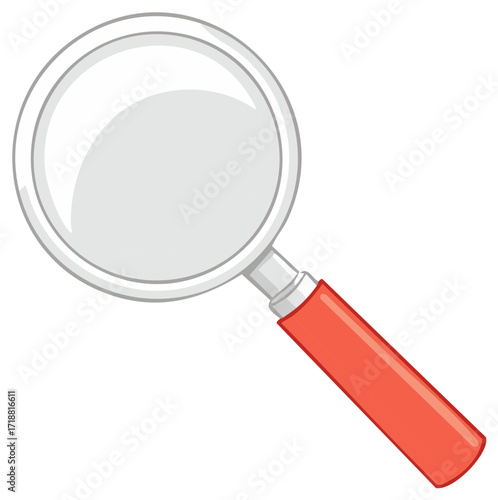 Cartoon Magnifying Glass with a Red Handle for Inspection or Close Examination