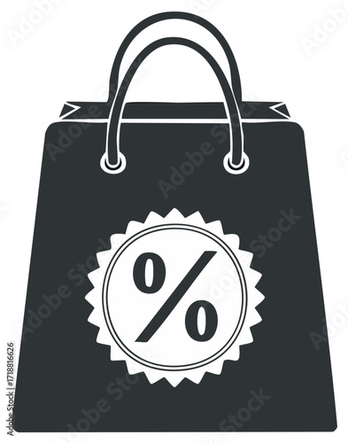 Shopping bag with a percentage discount symbol icon
