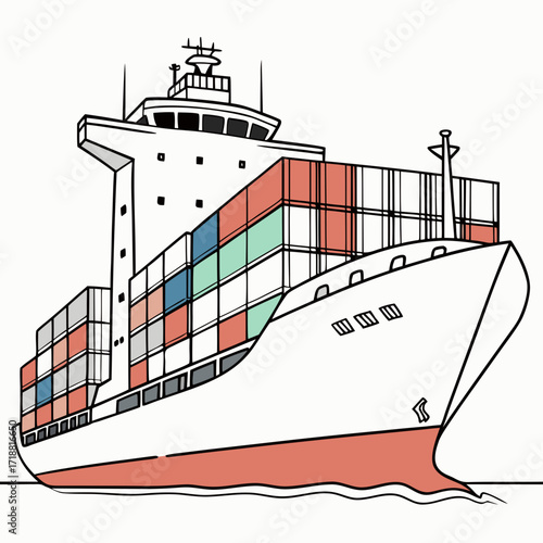 Container Ship Vector Illustration on White Background – Shipping & Cargo Design