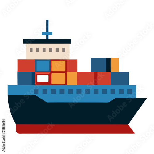 Container Ship Vector Illustration on White Background – Shipping & Cargo Design
