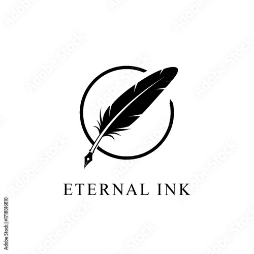 feather ink quill goose pen isolated vintage crcle 