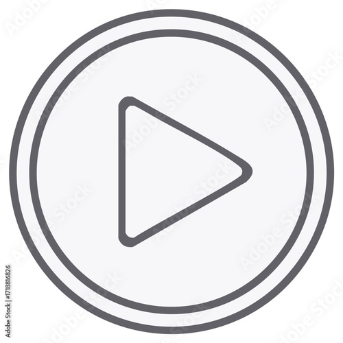 Simple gray play button icon for media player interface vector illustration