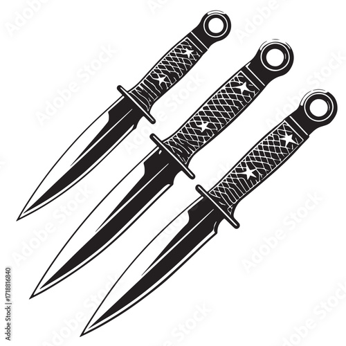 Black throwing knives global- precision-based Silhouette Vector, High Quality Illustration on White Background