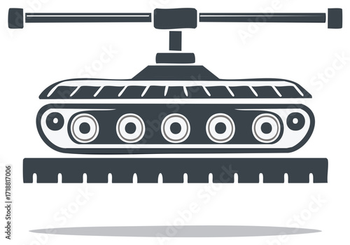 Military tank combat vehicle front view icon. Army war and conflict symbol vector illustration.