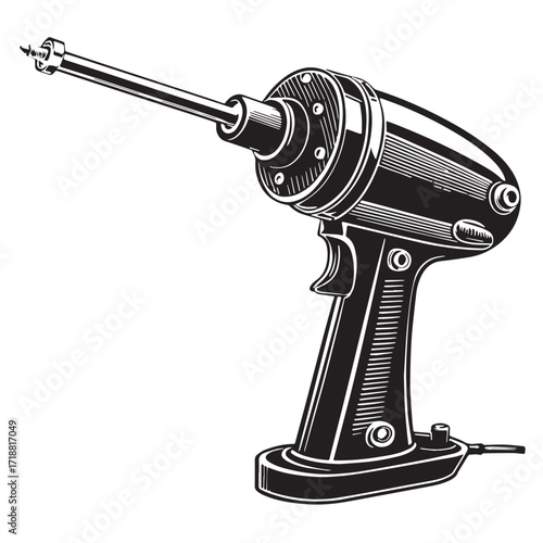 Black toilet auger Silhouette Vector, High Quality Illustration on White Background