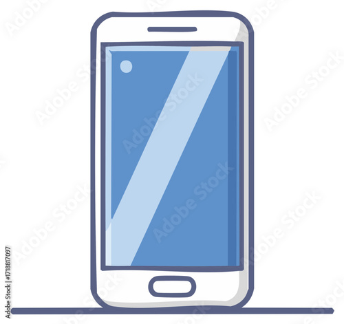 Modern Smartphone Design Illustration Isolated on White Background with Blue Screen Technology