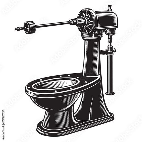 Black toilet auger Silhouette Vector, High Quality Illustration on White Background