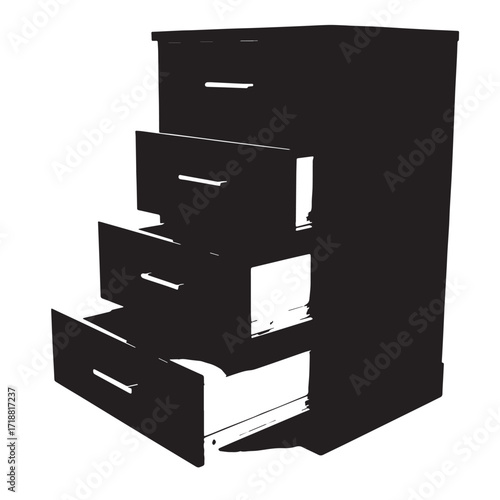 Black underbed storage drawers Silhouette Vector, High Quality Illustration on White Background