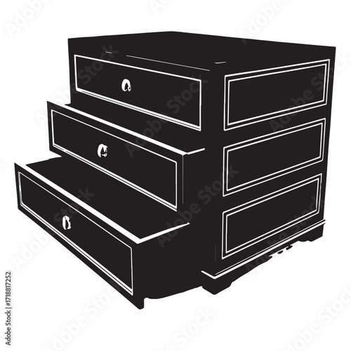 Black underbed storage drawers Silhouette Vector, High Quality Illustration on White Background