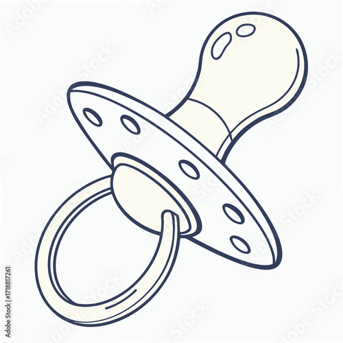 Baby pacifier vector on white background, perfect for print, nursery, and baby projects.