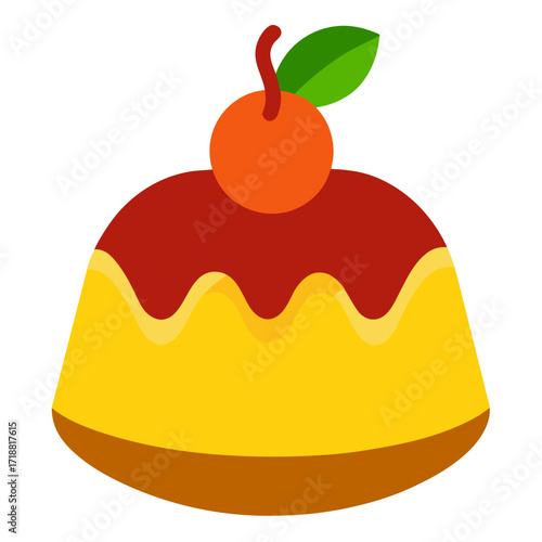 Cute pudding icon vector on white background, perfect for desserts and digital designs.