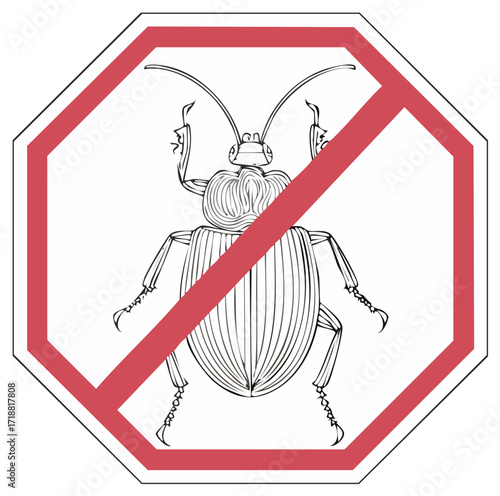 Pest Control Vector Icon Bugs Prohibited Line Art No Insects Allowed