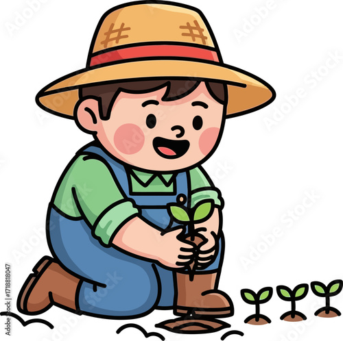 a young gardeners tender touch nurturing lifes beginnings, isolated on transparent background