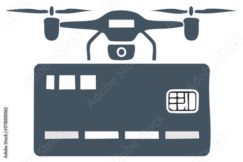 Drone Delivering a Credit Card  Modern Online Shopping Technology