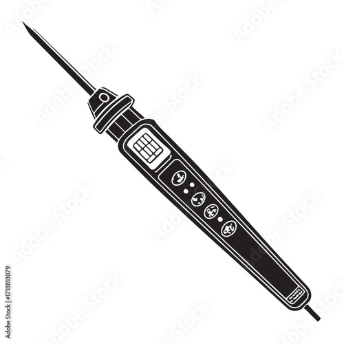 Black voltage tester Silhouette Vector, High Quality Illustration on White Background