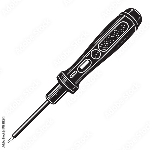 Black voltage tester Silhouette Vector, High Quality Illustration on White Background