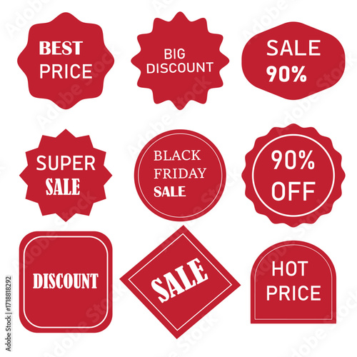  Discount price tags for retail marketing. Special and best offer vector graphic elements collection isolated. Eps10
