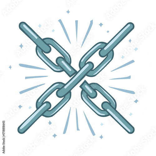 Powerful Steel Chain Links Crossed in a Symbol of Strength and Unity
