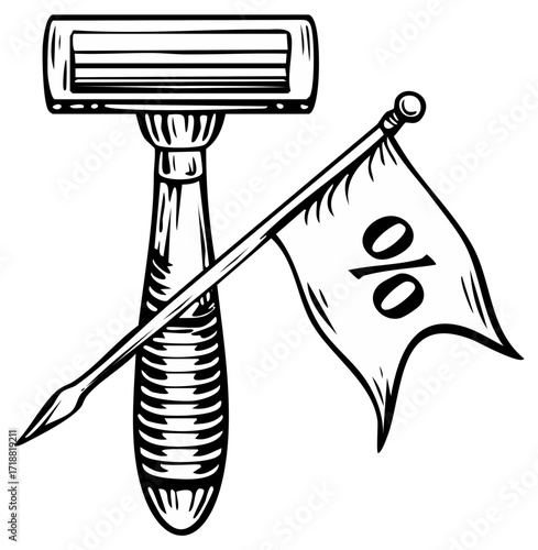 Razor with Percentage Flag and Spear