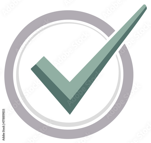Approval Checkmark Circle Concept: Green tick in a rounded frame affirming agreement or validation