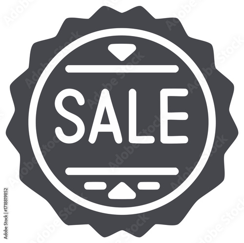 Bold sale badge icon offers special discounts and promotions, perfect for attracting customers and boosting sales, promotion badge, label, price reduction