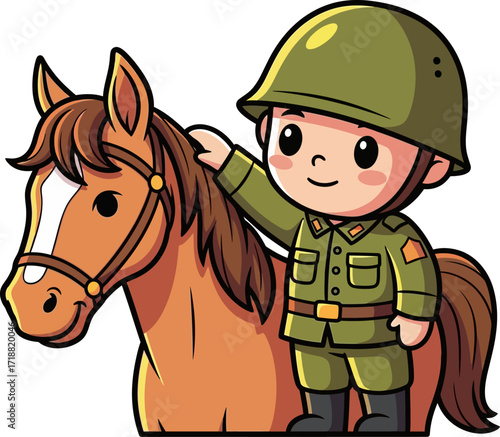brave soldiers bond a cartoon cavalrys quiet strength, isolated on transparent background