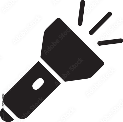 Flashlight emergency silhouette icon for power outage, safety, rescue, and survival use.