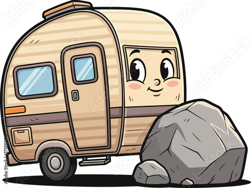 cartoon campers rocky road trip a hilarious adventure, isolated on transparent background