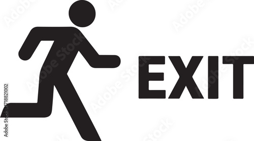 Emergency exit sign silhouette icon for safety, evacuation, building, and hazard guidance use.