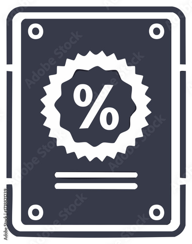 Discount Percentage Sign on Rounded Square Badge Icon, Special Offer Promotion, Sales and Business Concept