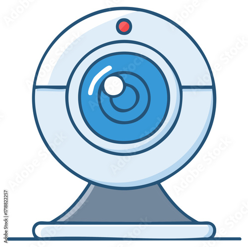 Modern Webcam with Blue Lens and Red Indicator Light