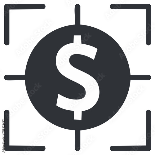 Targeted Financial Growth Dollar Sign Bullseye Investment Focus Icon
