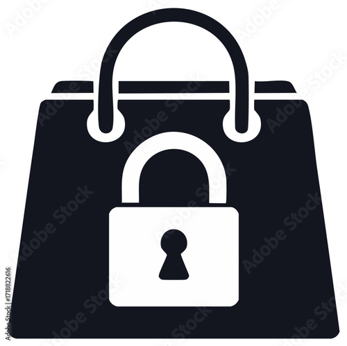 Secure Shopping Bag Graphic Symbolizing Digital Protection and Online Purchases