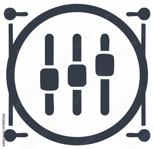 Graphic Equalizer Controls: Adjusting Volume, Sound Levels, & Audio Frequency Settings in Circle Frame