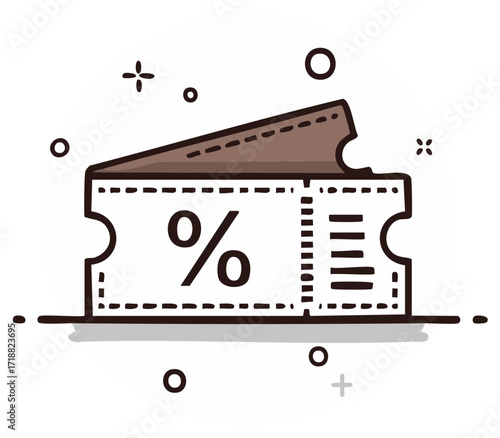 Drawn sale ticket with percentage symbol
