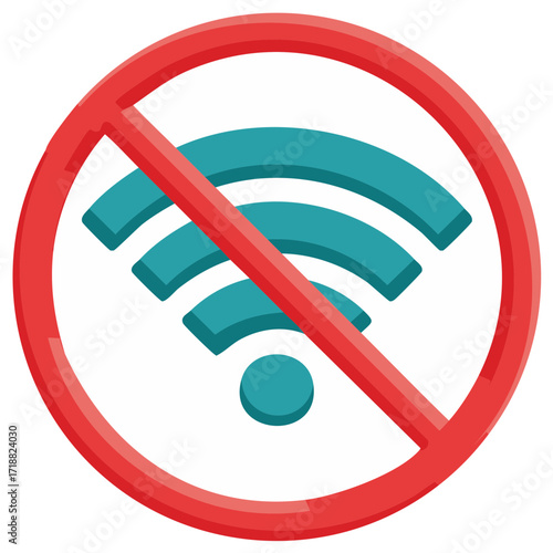 No Wi-Fi Signal Icon Prohibition Symbol Wireless Connection Disabled